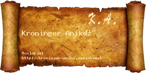 Kroninger Anikó névjegykártya